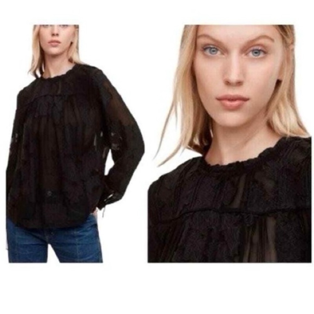 Aritzia Wilfred Lourdes Sheer Black Blouse